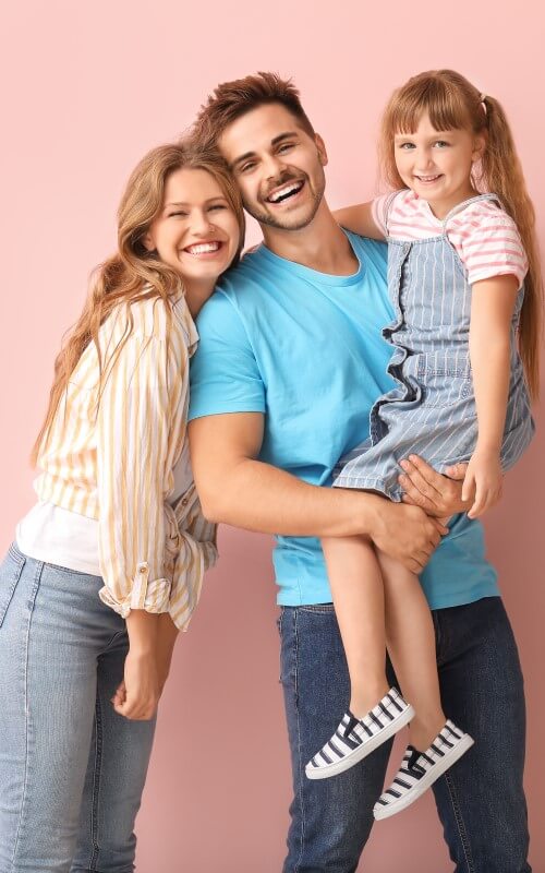 Happy Family Pink Background